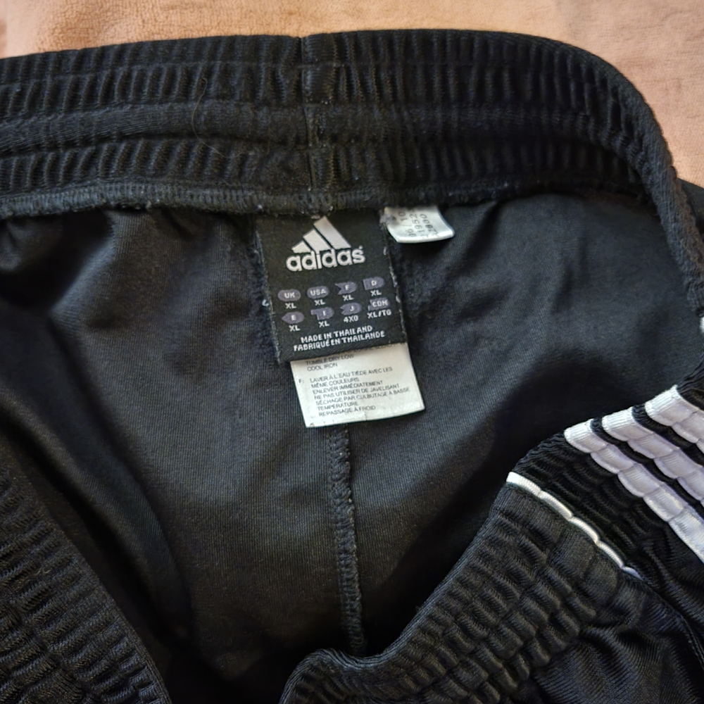Adidas Men's Black Athletic Shorts with White Stripes - Picture 4 of 5